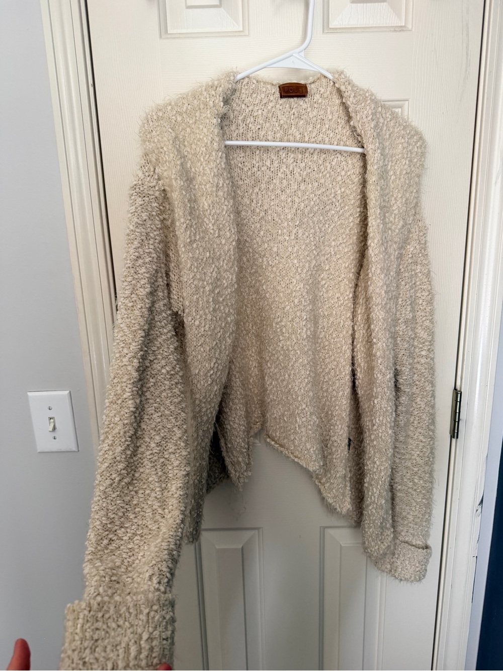 POL Bouclé Open-Front Cardigan Sweater - Cream